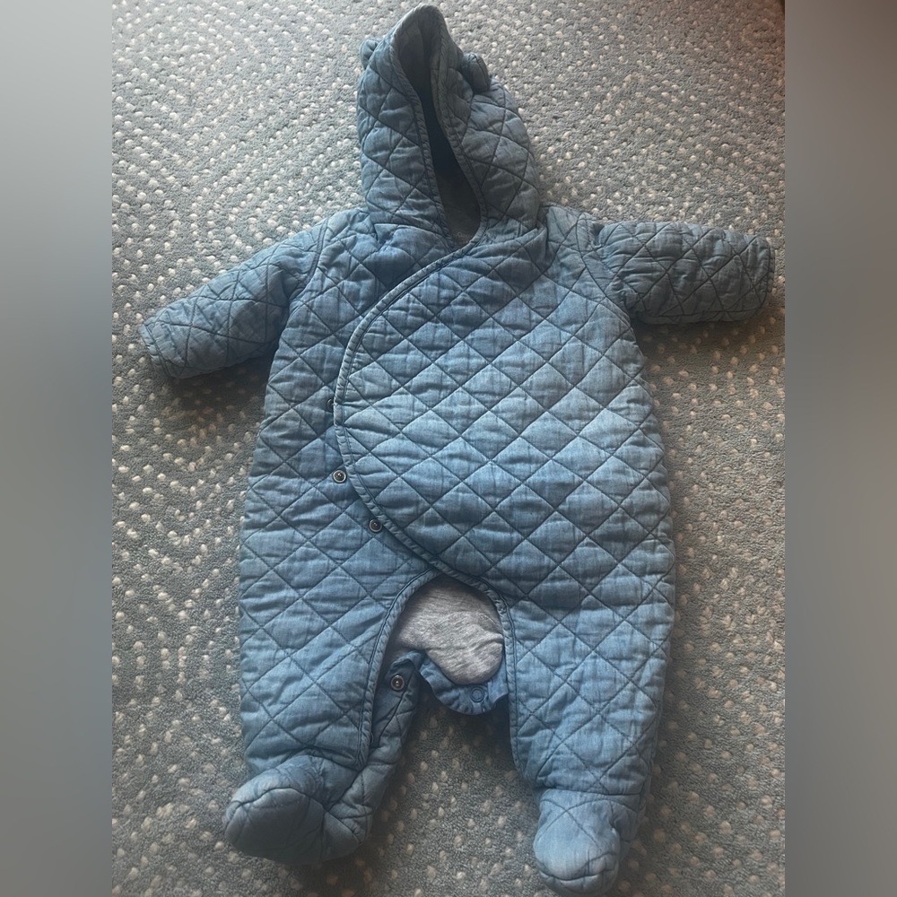 Blue Quilted Baby Onesie